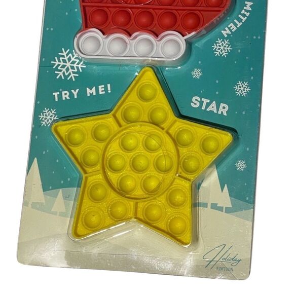 Christmas Silicone Mitten & Star Push Poppers New in Package - Picture 5 of 6
